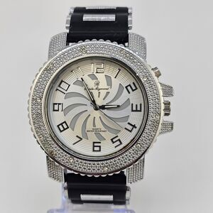 Charles Raymond Men's Watch 52MM Gray Dial Black Plastic Bands New Batteries